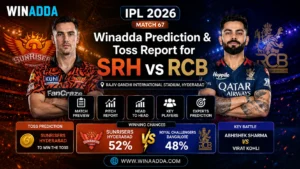 Read more about the article Winadda Match 67 Prediction: SRH vs RCB Toss Report and Winning Chances